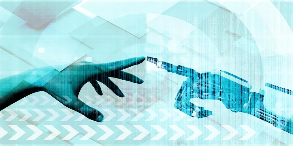 Technology Evolution Human Artificial Intelligence Partnership Business 库存插图
