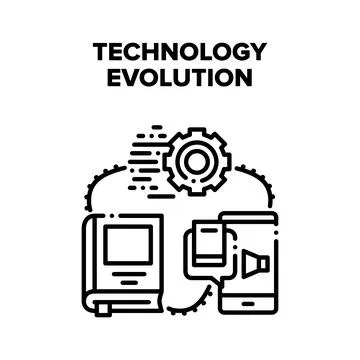 Technology Evolution Progress Vector Black Illustration Stock Illustration