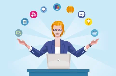 Technology Expert Business Woman Stock Illustration