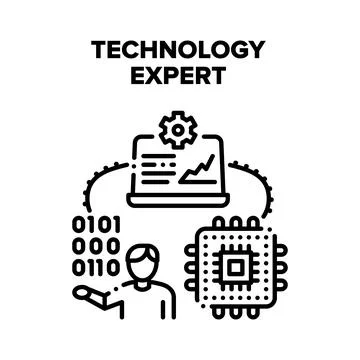 Technology Expert Support Vector Black Illustration Stock Illustration