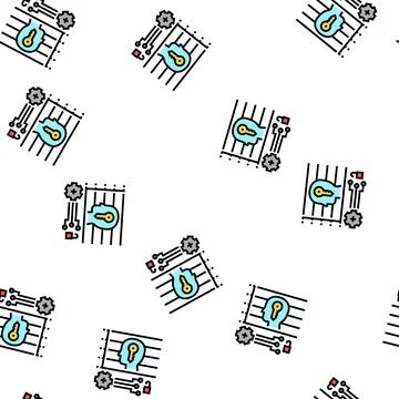 Technology face id for access device vector seamless pattern Stock Illustration