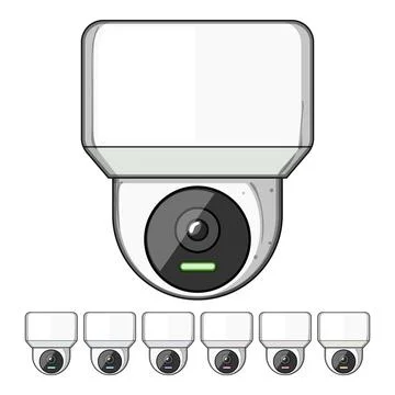 Technology facial recognition camera cartoon vector graphic 库存插图