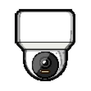 Technology facial recognition camera pixel art vector illustration Stock Illustration