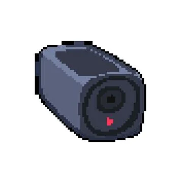 Technology facial recognition camera pixel art vector illustration Stock Illustration