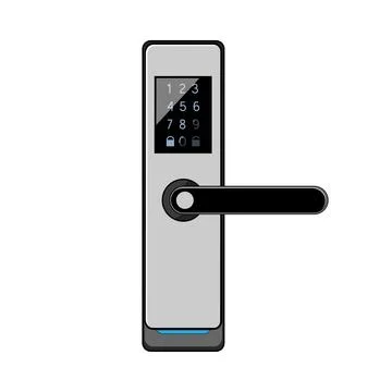 Technology facial recognition lock cartoon vector illustration イラスト素材