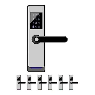 Technology facial recognition lock cartoon vector graphic Stock Illustration