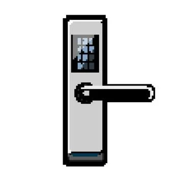 Technology facial recognition lock pixel art vector illustration Illustrazione stock