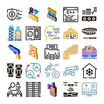 Technology, finance, and security icon collection Stock Illustration