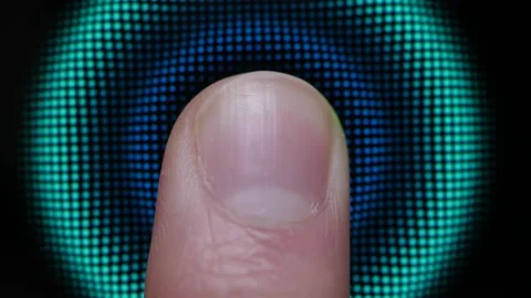 Technology Finger Print Password. Scanning Fingerprint for Security Purpose o Stock Footage 142626068