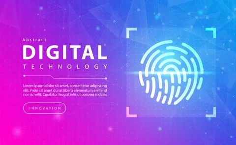 Technology fingerprint scanner security abstract background concept Digital tech Stock Illustration