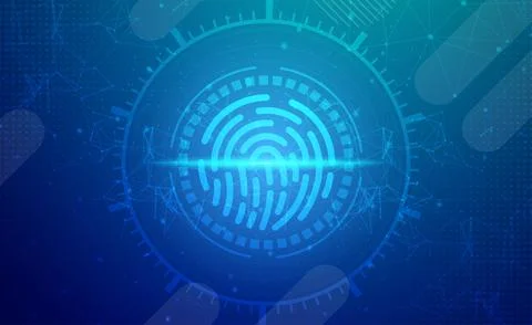 Technology fingerprint scanner security abstract background concept, Digital ai 스톡 일러스트