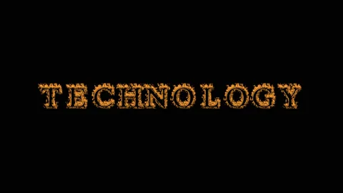 Technology fire text effect black background Stock Footage 136245328