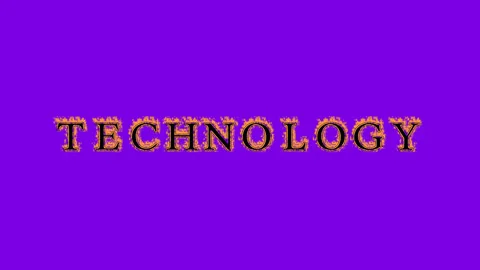 Technology fire text effect violet background Stock Footage 136245352