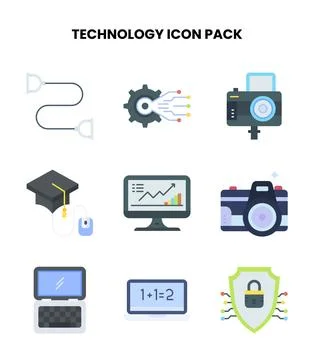 Technology Flat Collection Icons Pack イラスト素材