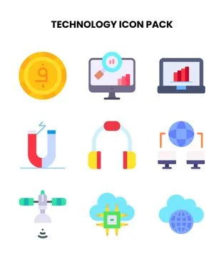 Technology Flat Design Icons Pack イラスト素材