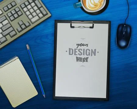 Technology, flat lay mockup with space to add your own design Stock Illustration