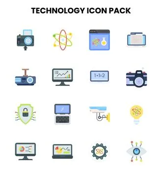 Technology Flat Vector Icons Pack Stock-Illustration