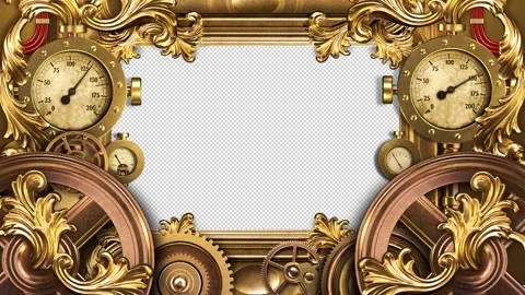 Technology frame with screen in steampunk style Stock Footage 245913945