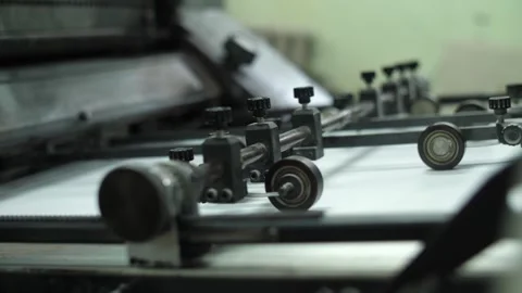 Technology of fully automated press machine in typography. Stock Footage 262545286
