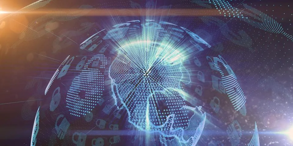 Technology of the future securing online payment gateways and currency Stockillustratie