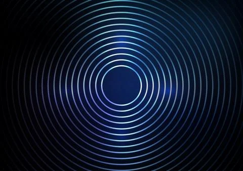 Technology futuristic abstract background with glowing concentric circles d.. Illustrazione stock