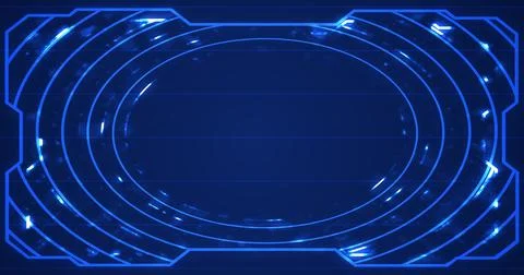 Technology futuristic abstract bright data flowing grid hud bg. Gear moving.. Foto stock