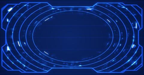 Technology futuristic abstract bright data flowing grid hud bg. Gear moving.. Foto stock