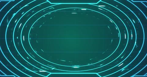 Technology futuristic abstract bright data flowing grid hud bg. Gear moving.. Foto stock