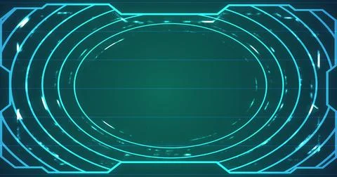 Technology futuristic abstract bright data flowing grid hud bg. Gear moving.. Stock Photos