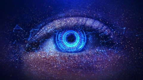 Technology Futuristic Data Stream in Cyberspace Eye Vision AI Concept. Modern Stock Footage 333968779