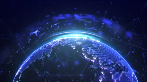 Technology futuristic of digital earth rotating 4K motion background. Stock Footage 257791399