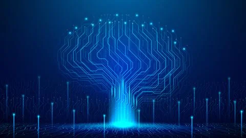 Technology futuristic digital tree concept Illustrazione stock