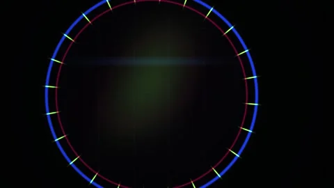 Technology Futuristic Hud Circle Interface with Glowing Green Ticks and Sca.. Stock Footage 343769935