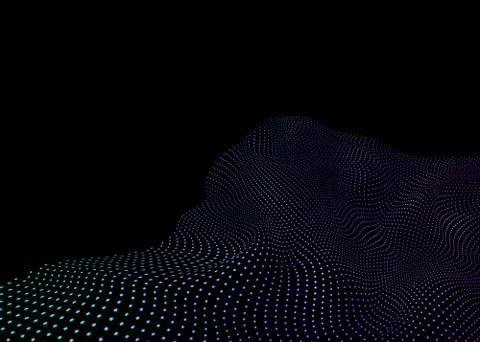 Technology futuristic landscape. Surface of digital wave. Data flow. Abstract Stock Illustration