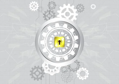 Technology gear and circle. Protect and scurity of safe mechanism concept. Ab Stock Illustration
