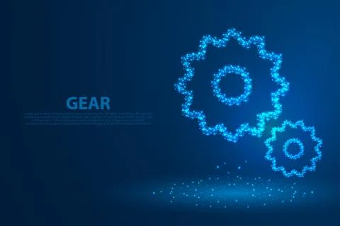 Technology gear icon with blue background, vectorTechnology gear icon with bl Stock Illustration