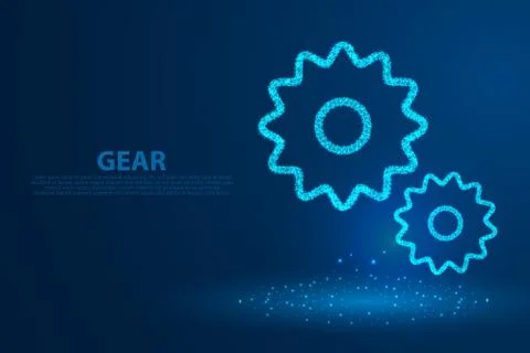 Technology gear icon with blue background, vectorTechnology gear icon with bl Stock Illustration