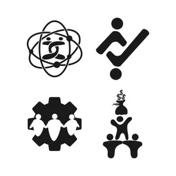 Technology gear money Commitment Teamwork Together Black Logo Stockillustratie