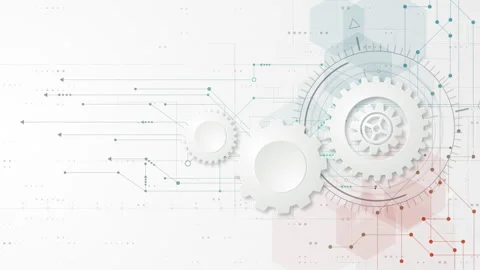 Technology gears with circuit board lines connecting dots Stock Footage 335259297
