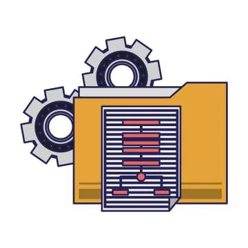 Technology gears support cartoon Stock Illustration