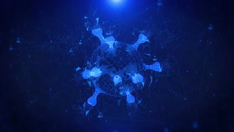Technology Genetic Virus Cell Blue Light 3D Spinning Motion Graphic Stock Footage 168689202