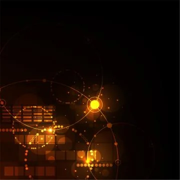 Technology in geometric concept on a dark orange background. Stockillustratie