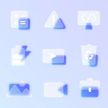 Technology glassmorphism icon set. 库存插图