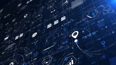 Technology Global Business Cyber Interface with Analytics Visualization Stock Footage 317504467