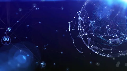 Technology global low poly geometric network connection 4K motion Stock Footage 303757733