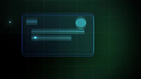Technology Glowing Digital Card Interface on a Green Grid Background for Mo.. Stock Footage 343769961