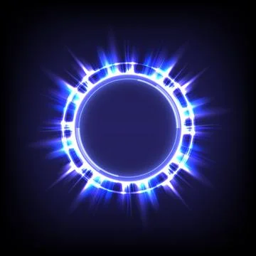 Technology glowing HUD circle. Light and sparking ring. Colorful tunnel. Brig Stock Illustration