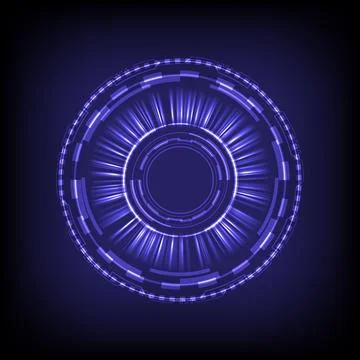 Technology glowing HUD circle. Light and sparking ring. Colorful tunnel. Brig イラスト素材