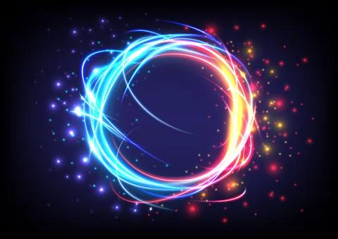 Technology glowing swirl light effect. Futuristic swirl universe trail effect イラスト素材