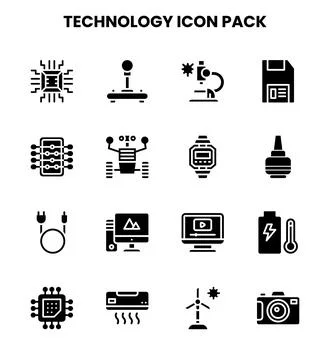 Technology Glyph Bundle Icons Pack Stockillustratie